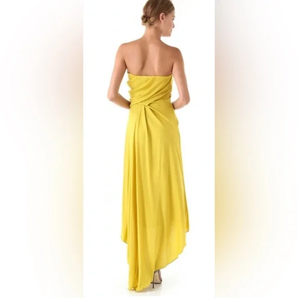 HALSTON HERITAGE NWOT Strapless Draped Yellow Gown Size 2 - Picture 3 of 10